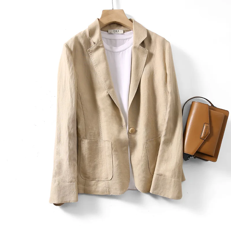 

ZOJ Japanese-Style Quality Tribute Needle Linen Small Suit 2020 Spring New Style Coat Female Temperament Slim-Fit Suit Women's C