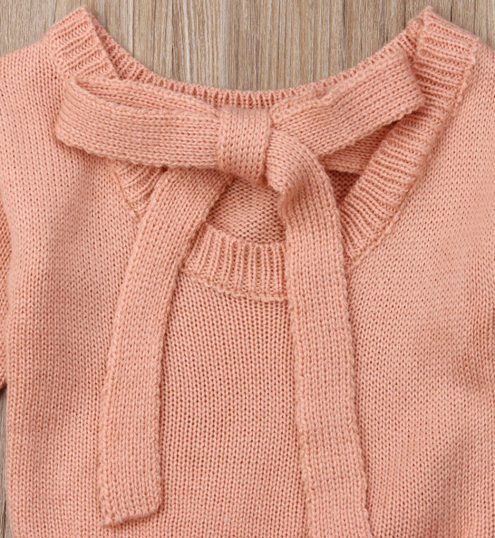 Брендовый комплект для всей семьи Зимний вязаный теплый свитер для мамы и дочки теплый Однотонный свитер с бантом для мамы и дочки семейная одежда