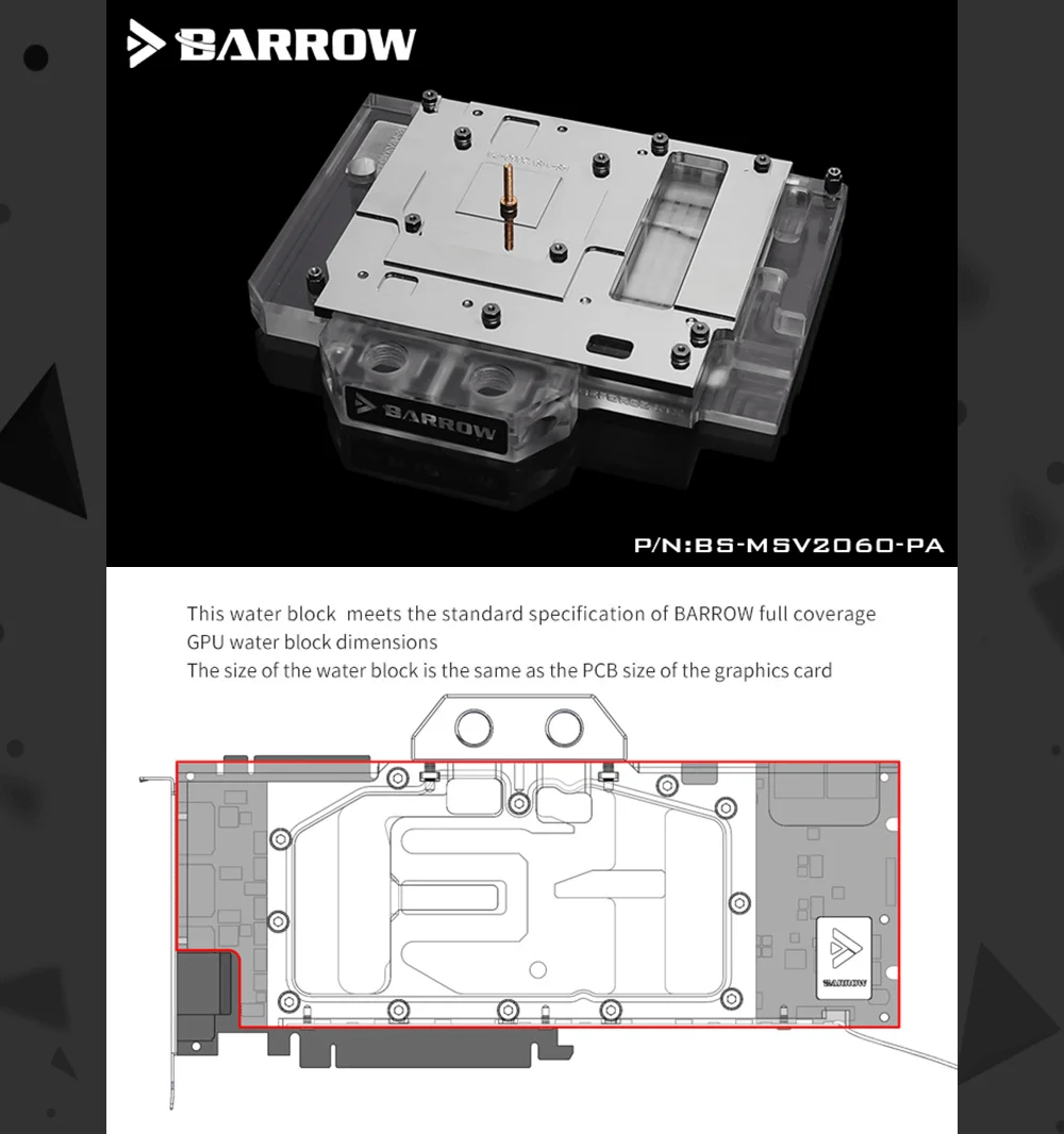 Курган BS-MSV2060-PA, полное покрытие Графика карты водяного охлаждения блоки, для MSI RTX2060 Ventus X5 C 6G OC