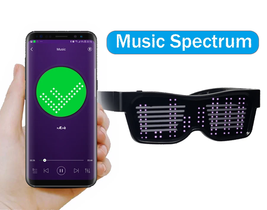 Волшебные Bluetooth Led вечерние очки приложение управление светящиеся очки DJ электрические слоги очки для вечеринки