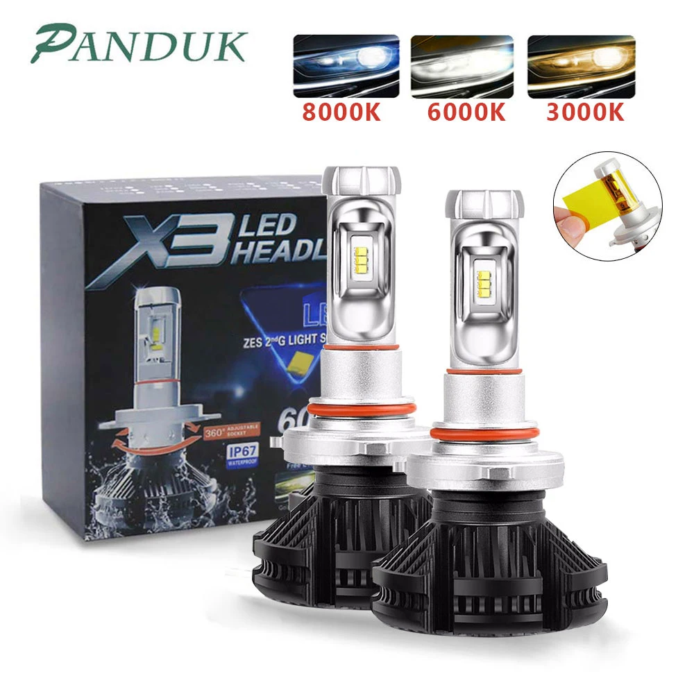 PANUDUK X3 светодиодный фар зэс 50 Вт 6000LM H4 H7 автомобиля 3000K/6500K/8000K H1 H11 9005 HB3 9006
