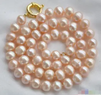 

noble women gift 17INCH GOLD CLASP HUGE Natural 10-11mm pink round freshwater cultured pearl necklace