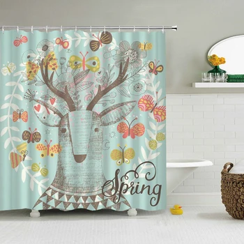 

3d Shower Curtains Bathroom Waterproof Cartoon lovely Deer Cat Bathroom Curtains 180*240cm Fabric Printing Child Bath Screen