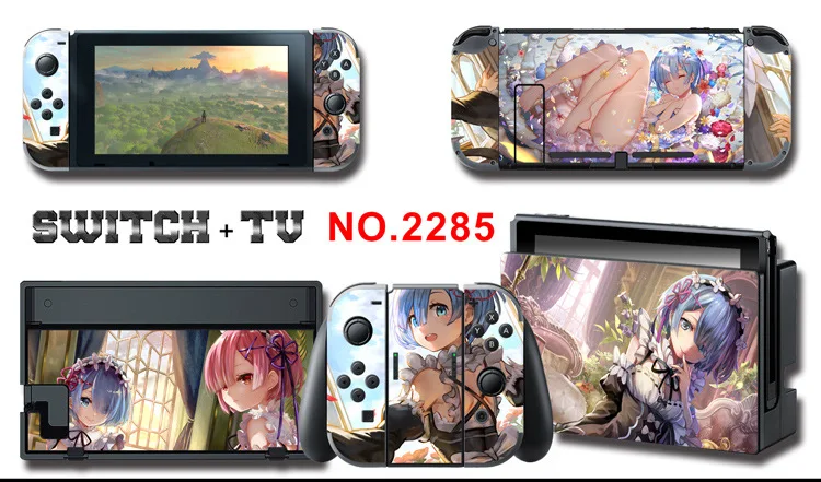 1set New Cute Anime Full Body Sticker for NS Switch Protective Cover Skin Colorful Art for Game Console Joy-Con Controller Decor