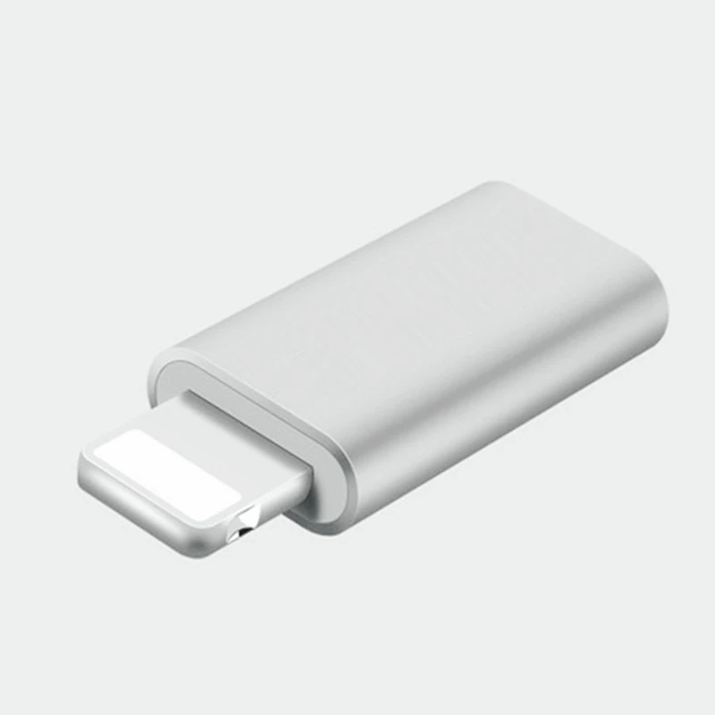 Металлический адаптер быстрой зарядки Micro USB Женский 8Pin зарядное устройство типа «папа» кабельный конвертер для iPhone 6 6S 7 8 Plus X XS MAX XR 5 5S 5C SE - Цвет: Серебристый