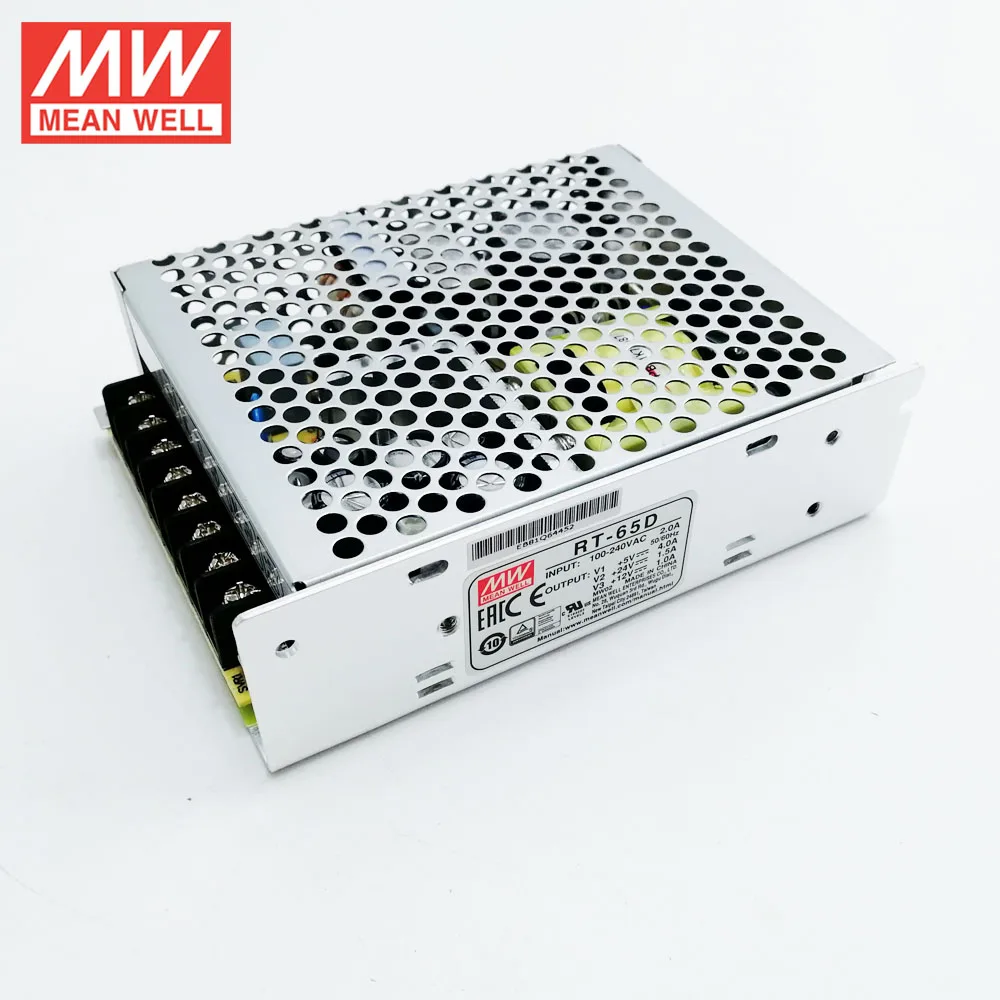 MEAN WELL RT-65D 68 Вт тройной выход импульсный источник питания 5 в 24 в 12 В DC 4A 1.5A 1A блок питания трансформатор