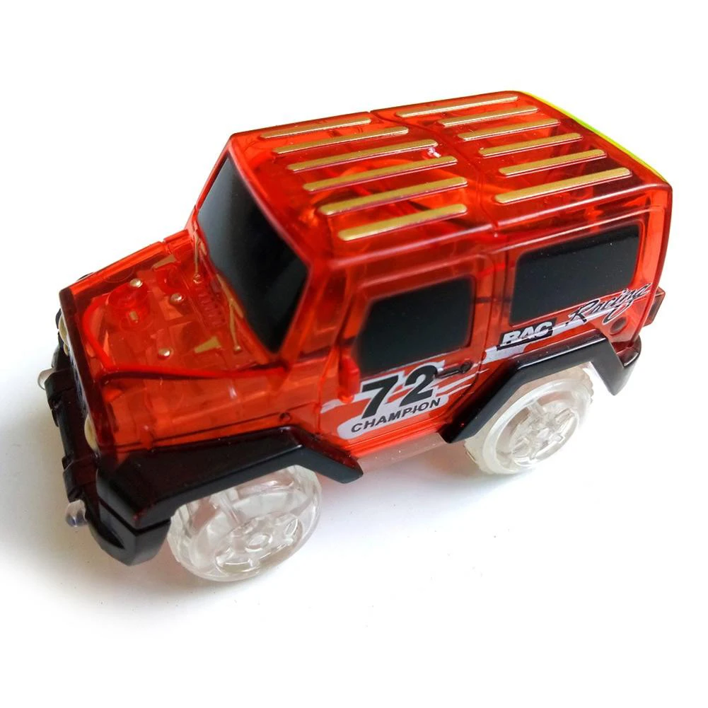Новая детская игрушка для мальчиков, светящаяся электрическая дорожка для железнодорожного транспорта, джип-автомобиль с светодиодный подсветкой, гоночный автомобиль