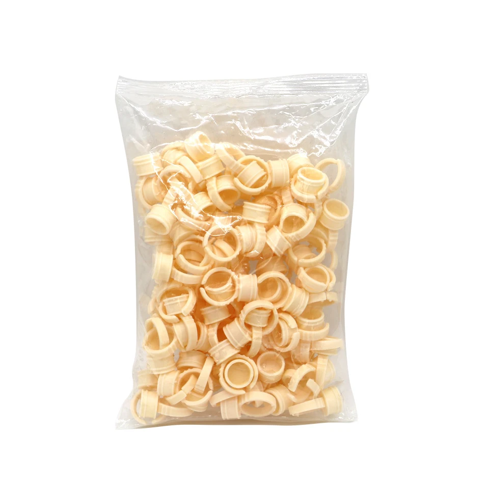 3 tamaños desechable de 100 Uds de silicona anillo tinta de tatuaje para cejas maquillaje permanente tatuaje de tinta del tatuaje de tatuaje