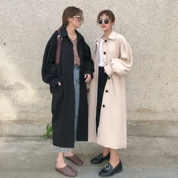 

Autumn 2020 nian New Style Korean-style British Loose Versatile Lace-up Mid-length Windbreaker Coat Female Elegant Tops