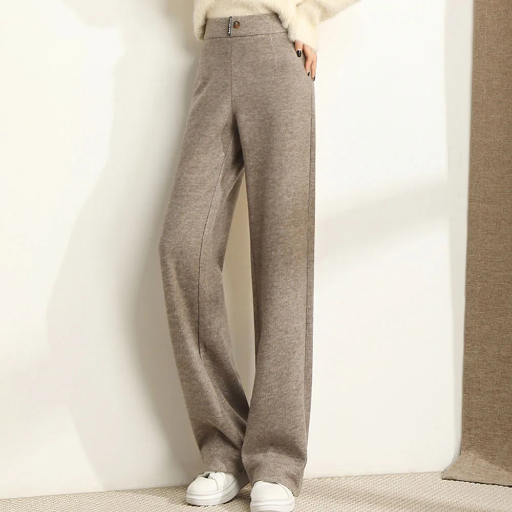 Casual Pants Winter Thicken Women Loose Pants Wool Pants Female Autumn High Waist Loose Trousers Capris Soft Good Fabric dress pants