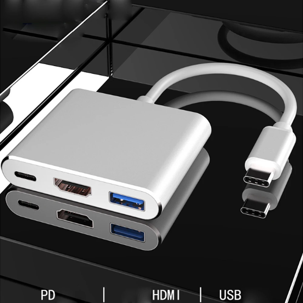 

type-c to HDMI 3-in-1 type-c to usb type-c to HDMI converter for Share movie on a larger TV/monitor/projector