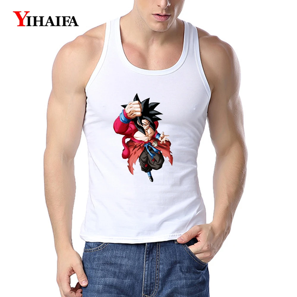 

YIHAIFA New Mens Gym Clothing Tank Top Anime Printed Fitness Men Vest Sports Undershirt Bodybuilding Singlet