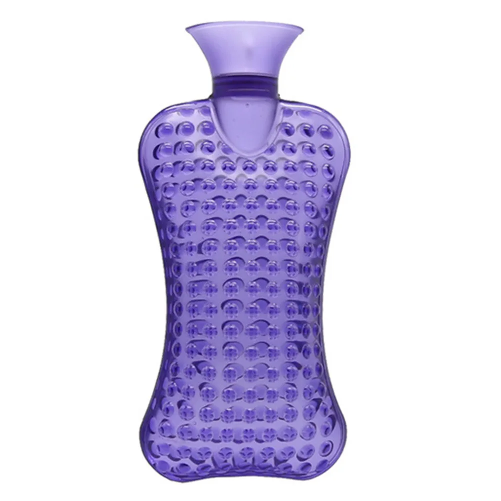 Фиолетовый PVC Clear Pain Relief Explosion-proof Winter Hot Water Bottle Pocket Water-filled Hand Warm Transparent Home Thickened Portable - Цвет: Фиолетовый