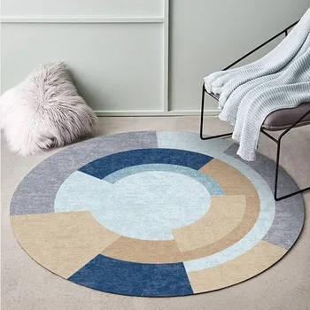 

Round carpet floor mats for living room household, simple modern bedroom bedside carpets can be machine washed tapis salon