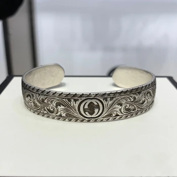 

1:1S925 sterling silver bracelet, classic retro style bracelet with pattern, exquisite craftsmanship, female jewelry gift