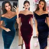 CNYISHE 2022 Velvet Off the Shoulder Party Dress Women Fashion Sexy Slim Bodycon Slash Neck Dress Women Velvet Dresses Vestidos ► Photo 2/6