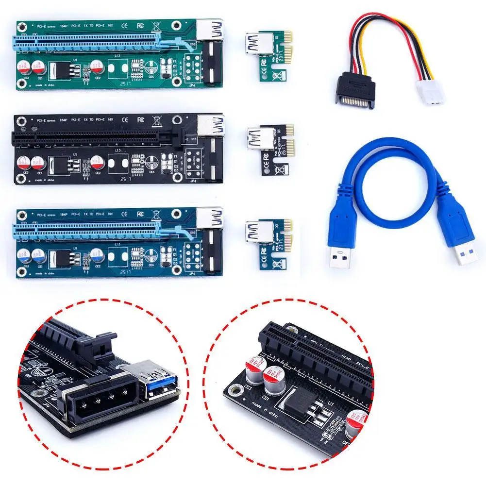 PCI-E USB3.0 Express 1x до 16x GPU удлинитель Riser Card адаптер кабель питания 3 размера |