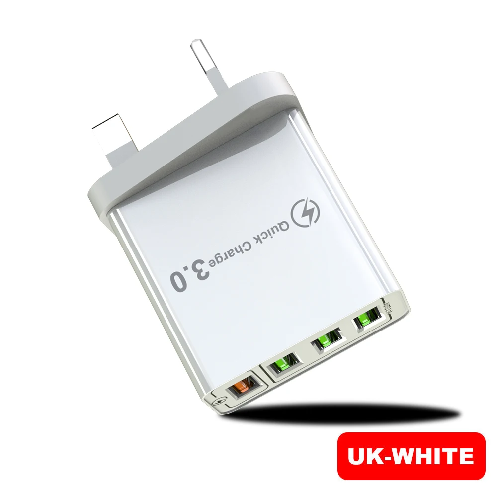 UK Plug White 30 Вт Быстрая зарядка 5 в 3.1A QC 3,0 USB зарядное устройство для iPhone X 11pro samsung A50 A30 huawei Xiaomi Note 7 8 Быстрая зарядка настенный адаптер - Тип штекера: UK Plug White