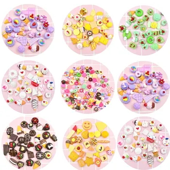 

30PCS Kawaii Candy Resin Charms FlatBack Food Bread Cake Cabochons Kawaii Charm For Jewelry Making