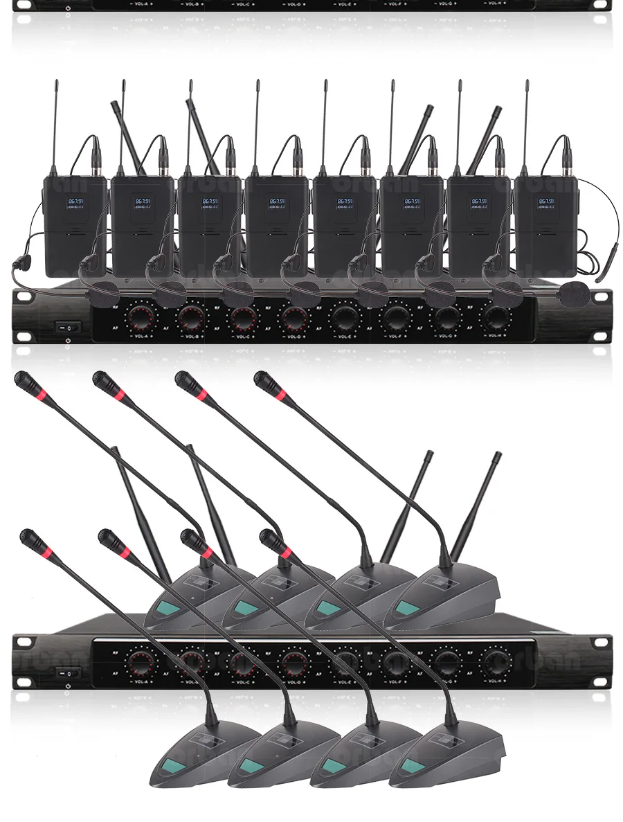 Металлический материал 8-канальный UHF беспроводной микрофон система с 8 ручными для сцены церковной семьи маленькие вечерние караоке