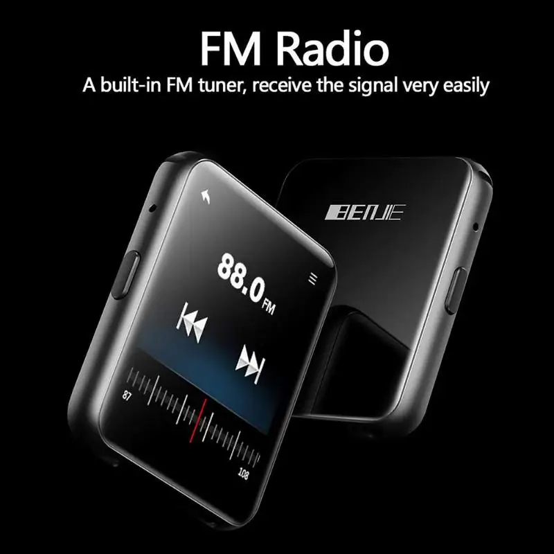 BENJIE K1 MP3 музыкальный плеер Bluetooth мини клип 1,5 дюймов сенсорный экран HiFi FM радио громкоговоритель MP3 музыкальный плеер для бега