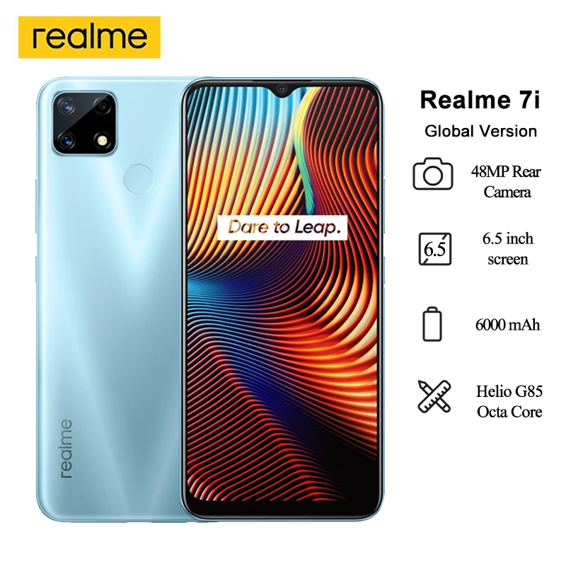 Новейшие мобильные телефоны Realme 7i Android 6 5 дюймов HD + Helio G85 Восьмиядерный 48 Мп