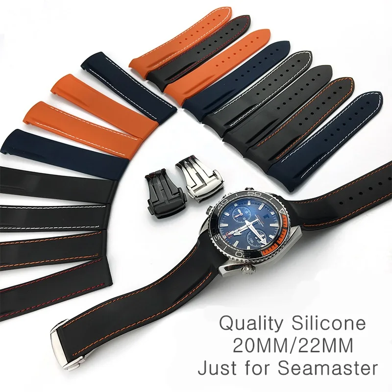 

20mm 22mm Rubber Silicone Bracelet Strap Bands For Omega Watch Seamaster Ocean 232 007 Buckle Strap Brand Watch band Sports Man