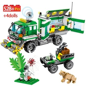 

City Police Rescue Station Helicopter Model Building Blocks Military Jungle Truck Car Figures Bricks Toys for Boys