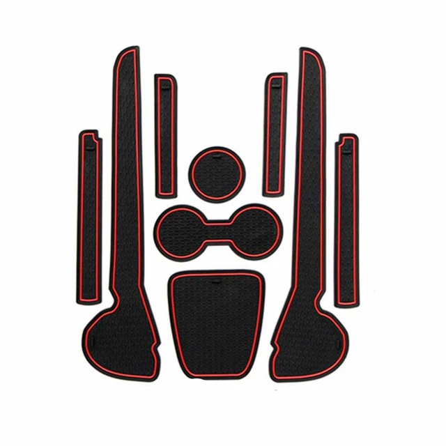 Polo GTI R 2011 2012 2013 2014 2015 2016 Anti-Slip Door Groove Mat For Volkswagen V W Polo GTI R Gate Slot Coaster Mat Carpet Red 2011-2018 Polo
