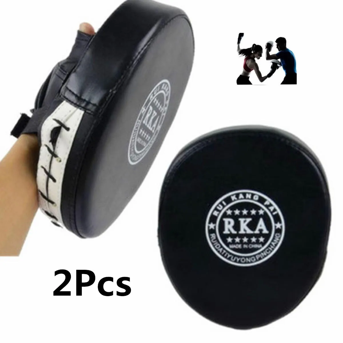 2pcs Black 2 шт. боксерский коврик для фитнеса тхэквондо, ММА, ручная ударная подушка из искусственной кожи, Тренировочный Набор, муай тай, для ног - Цвет: 2pcs Black