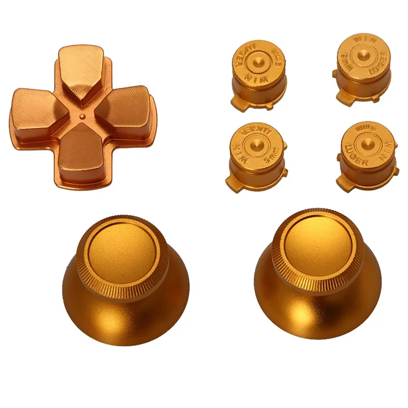orange Metal Dpad Thumbstick Cap Bullet Buttons For Sony PS4 DualShock 4 Controller Kit 746D - Цвет: orange
