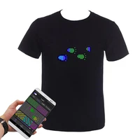 App Control Bluetooth Programmable Led T-shirt Dj LED Tshirt Built-in Battery Scrolling Text Animation Message Matrix Display 2