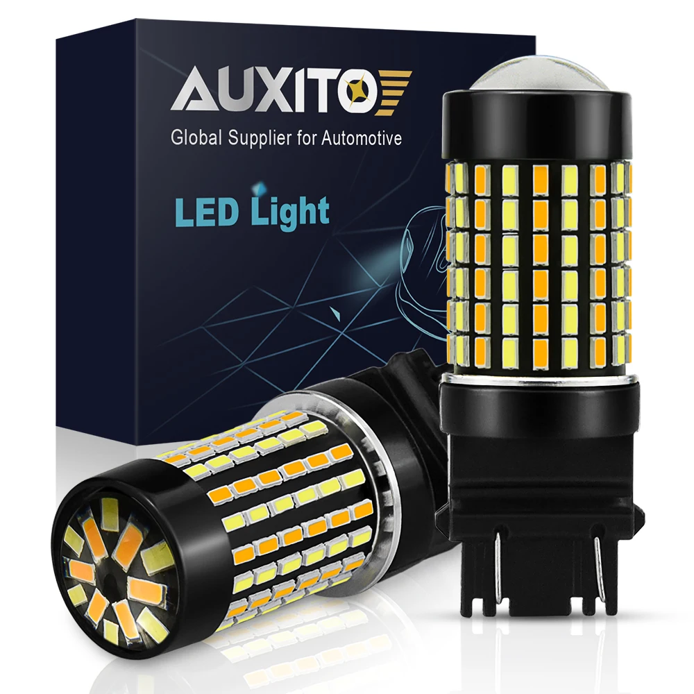 

AUXITO 2x P27/7W T25 светодиодный фонарь 3157 3156, светодиодный фонарь 3014 SMD, задний стоп-сигнал, стояночный фонарь, 12 В, двойной цвет, желтый, белый, ДХО, автомобильная лампа