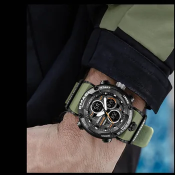 SMAEL Brand Men Sports Watches Dual Display Analog Digital LED Electronic Quartz Wristwatches Waterproof Swimming Military Watch 6