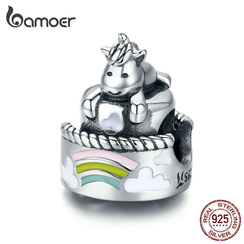 Браслет bamoer Licorne на торт металлические бусы женский шарм серебро 925 оригинал