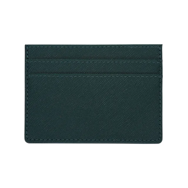 Ultra Thin Zipper Wallet Men's Small Wallet Business PU Leather Wallets Band Solid Color Card Coin Purse Credit Bank Holder C-blackish green