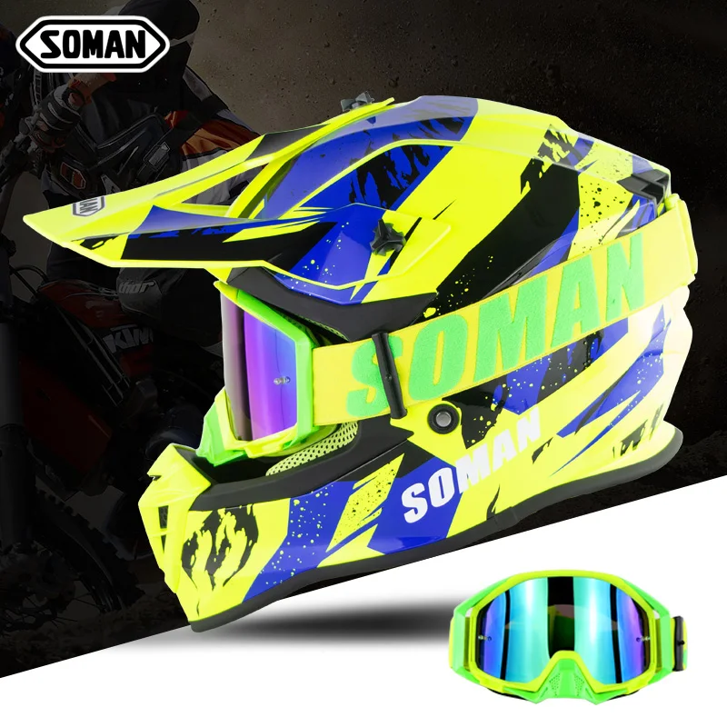 With Goggles Шлем для мотокросса Dirt Bike Capacetes Atv Capacete мотоциклетный Mais Vendidos Safe Casque Moto Homme мотоциклетные шлемы для мужчин - Цвет: With Goggles