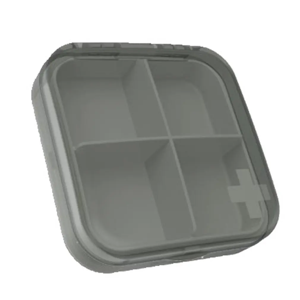 Креативная маленькая пластиковая коробка для таблеток в четырех упаковках, портативная переносная коробка для таблеток, коробка для хранения таблеток, коробка для хранения лекарств, медицинский уход, Прямая поставка - Color: Grey