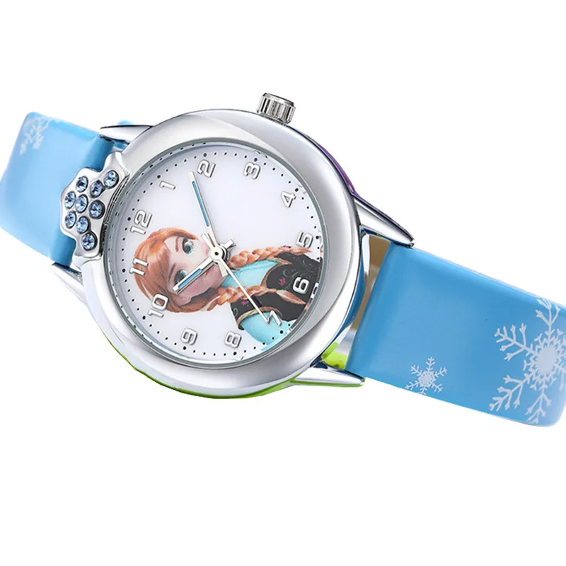 Relogio Infantil Kids Watches Girls Princess Elsa Cartoon Watch Children Lovely Leather Wristwatches Gifts Clock Montre 4