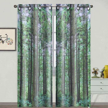 

6 Size Green Forest Eye Protection Printed Blackout Curtains For Bedroom Window Photo Studios Outdoor For Living Room Shading