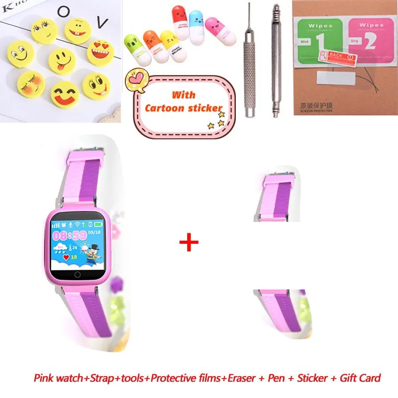Greentiger gps умные часы Q750 Q100 Wifi SOS расположение вызова детские часы Сенсорный экран устройства трекер для детей безопасный VS Q90 - Цвет: pink add g
