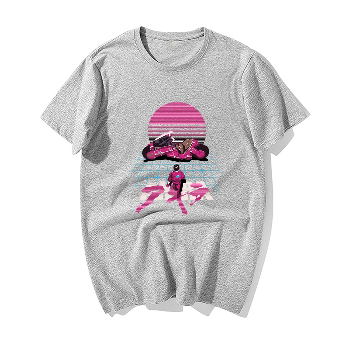 Fashoin Akira Synthwave Футболка мужская футболка с японским аниме Летняя Повседневная хлопковая футболка с коротким рукавом хип-хоп Harajuku уличная одежда