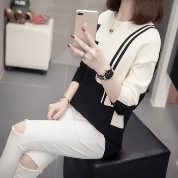 

y New Style Autumn Clothing Sweater Female Plus-sized Middle-Aged Female Belly Covering Tops Western Style Base