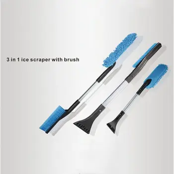 

Hot 3 In 1 Snow Brush Ice Scraper With Cleaning Mop Pad, Snow Shovel Winter Extender Snowbroom For Cars