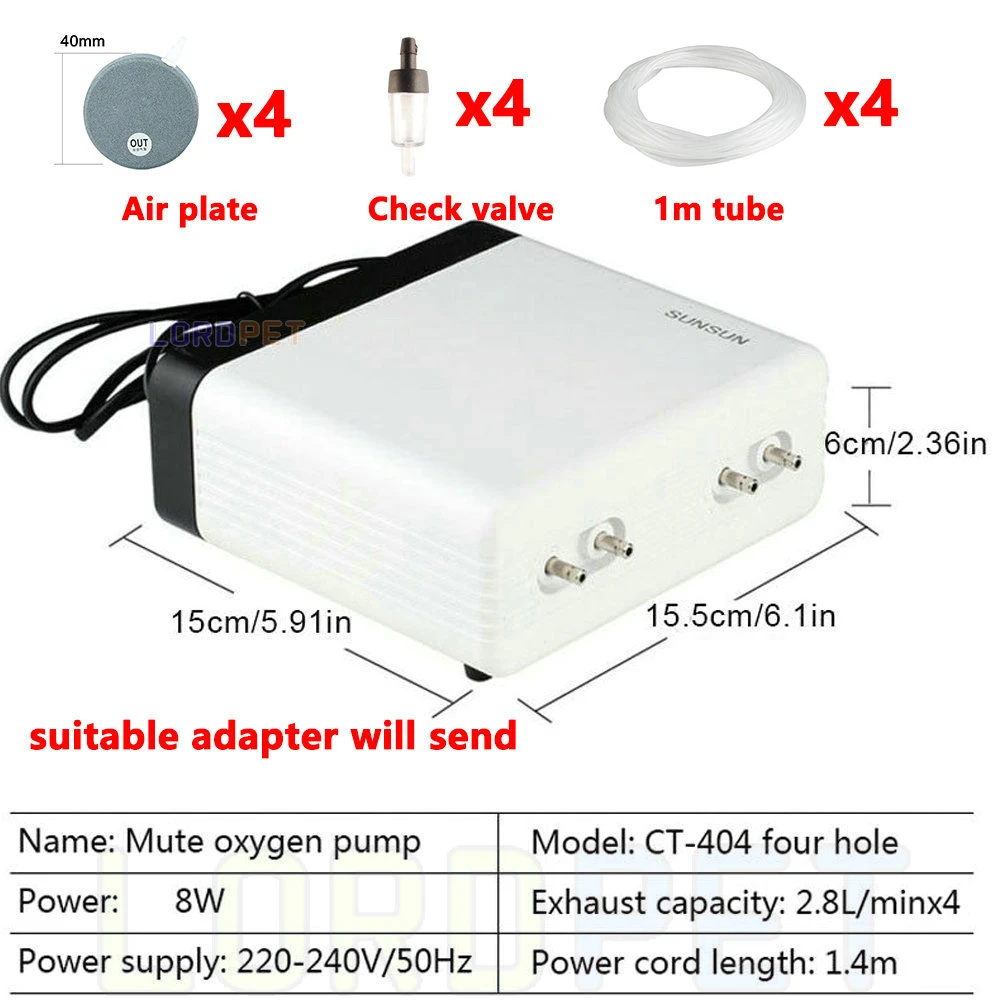 Sunsun Air Pump Aerator Adjustable Oxygen Pump Ultra Silent Air Compressor Single Double Four Outlet 220v For Fish Tank - Цвет: ct40442