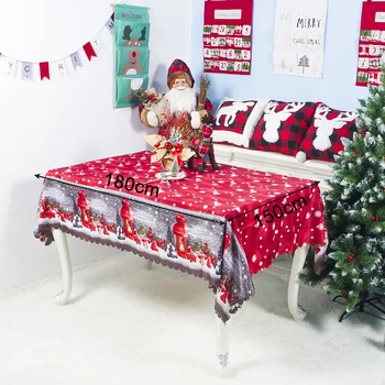 

Polyester Printed Christmas Table Cloth Rectangle Decorative Table Covers Washable Dining Table Cover Christmas New Year Party