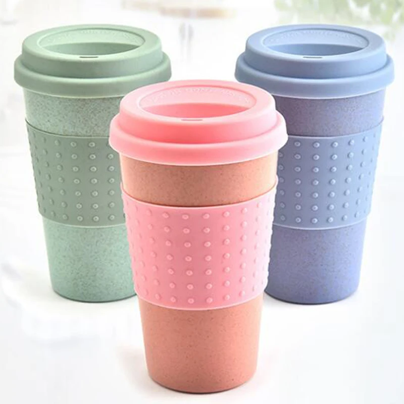 

350ML Reusable Water Cup Cola Coffee Cups Wheat Straw Healthy Drink Bottle Multi-Functional With Lid Coffee Mug Travel Mug