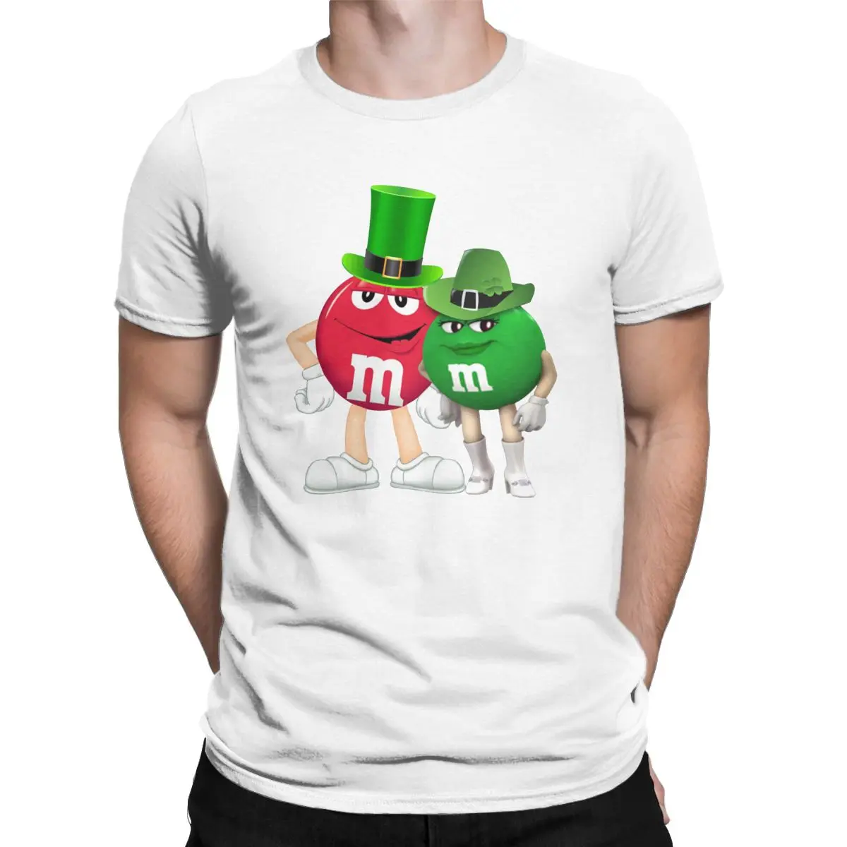 Крутая футболка для мужчин с надписью M& M's Chocolate Candy, футболка с круглым вырезом, футболки с коротким рукавом, одежда для вечеринок - Цвет: Белый