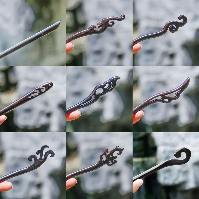 YYOUFU 16 Styles Red Sandalwood Hair Pins Hair Sticks Wood Animal Cloud Wave Hairpins Headpiece Women Headwear Hair Accessories