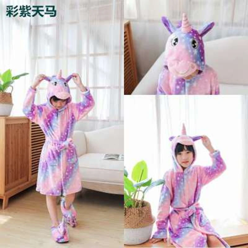 Winter Autumn Girls Animal Bathrobe Children Sleepwear Homewear Baby Beach Towels Unicorn Bath Robes Kids Clothes Boys Nightwear